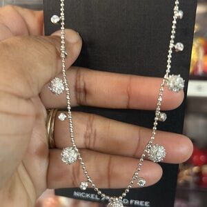 Elegant Silver Necklace with Crystal Accents